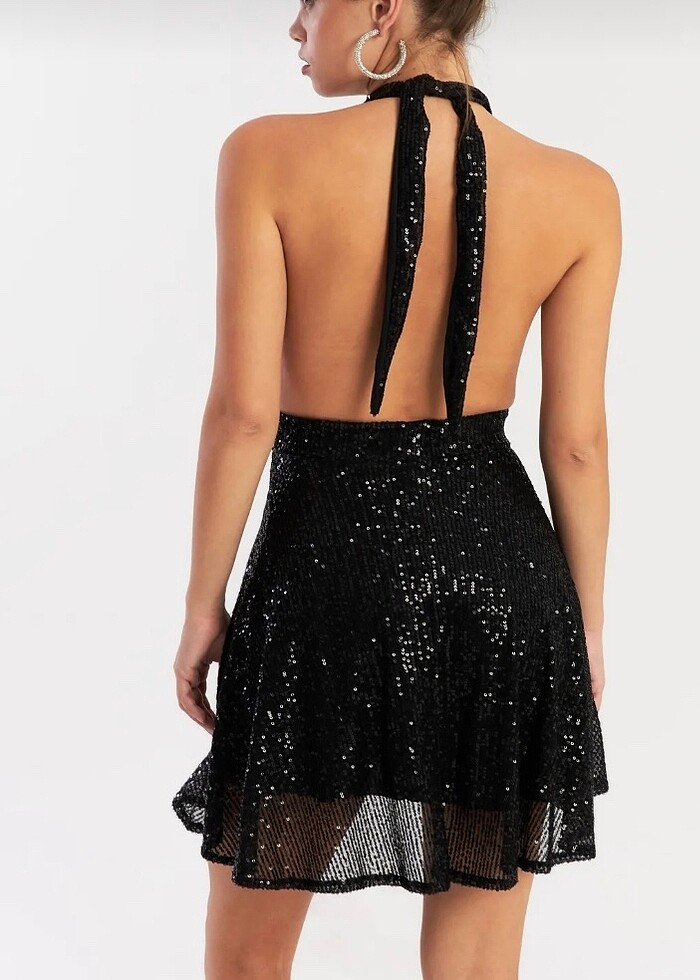 pul payet mini elbise - Görsel 4