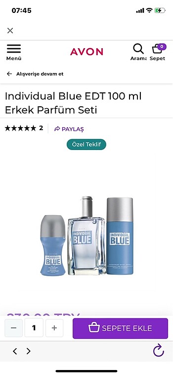 Indıvıdual blue parfüm seti