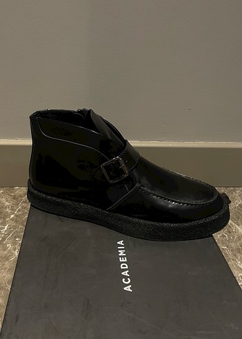 Academia Kemer Detaylı Parlak Siyah Erkek Deri Bot - Görsel 8