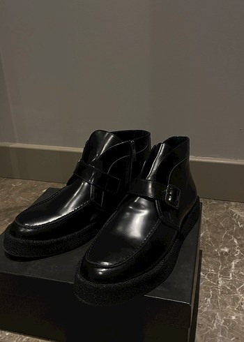 Academia Kemer Detaylı Parlak Siyah Erkek Deri Bot - Görsel 4