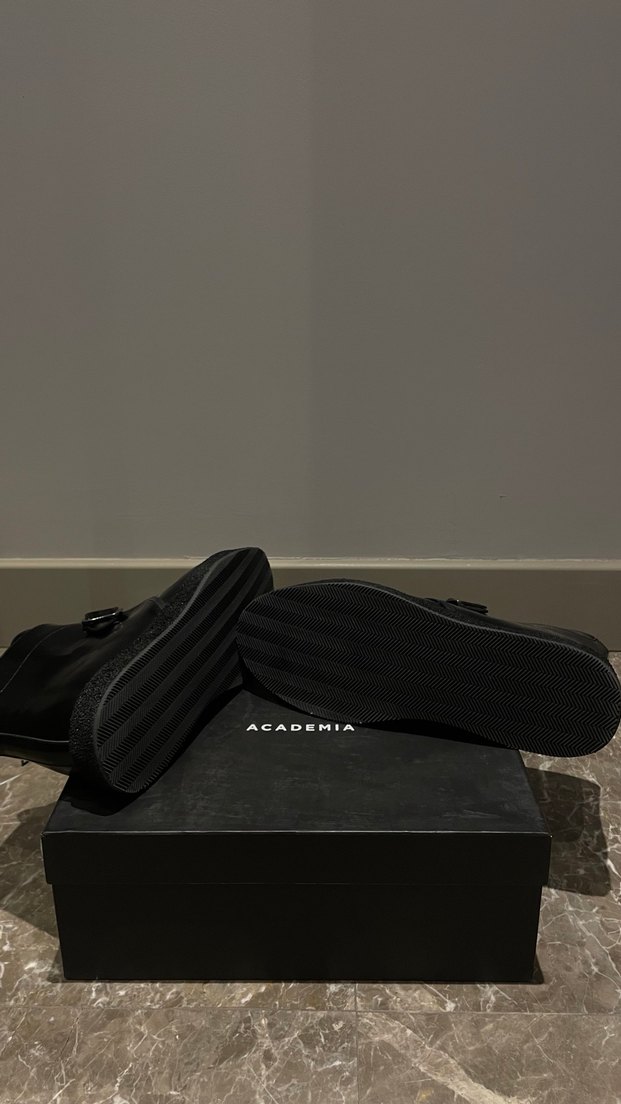 Academia Kemer Detaylı Parlak Siyah Erkek Deri Bot - Görsel 5