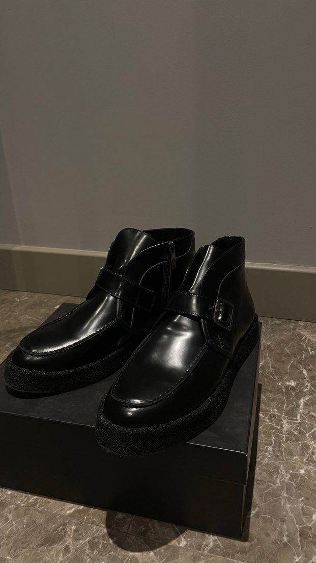 Academia Kemer Detaylı Parlak Siyah Erkek Deri Bot - Görsel 4