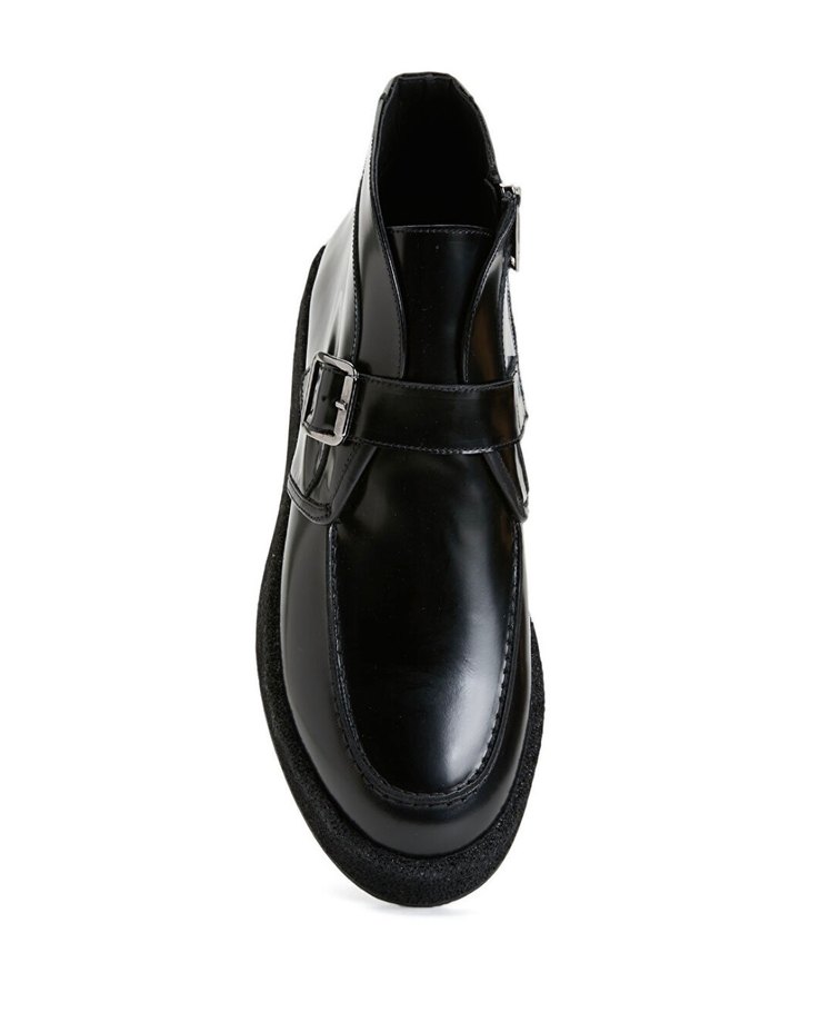 Academia Kemer Detaylı Parlak Siyah Erkek Deri Bot - Görsel 2