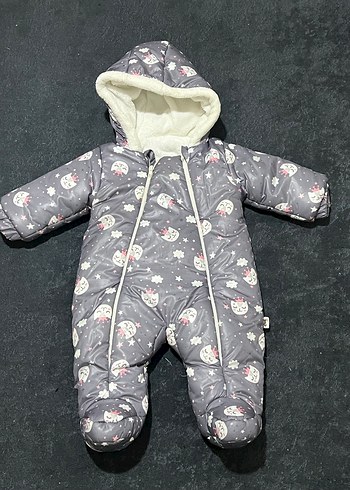 Gri Kapüşonlu Bebek Kış Tulumu - Görsel 4