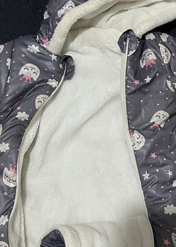 Gri Kapüşonlu Bebek Kış Tulumu - Görsel 6