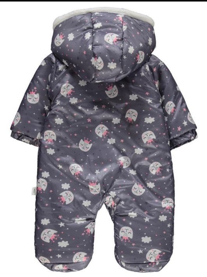 Gri Kapüşonlu Bebek Kış Tulumu - Görsel 2