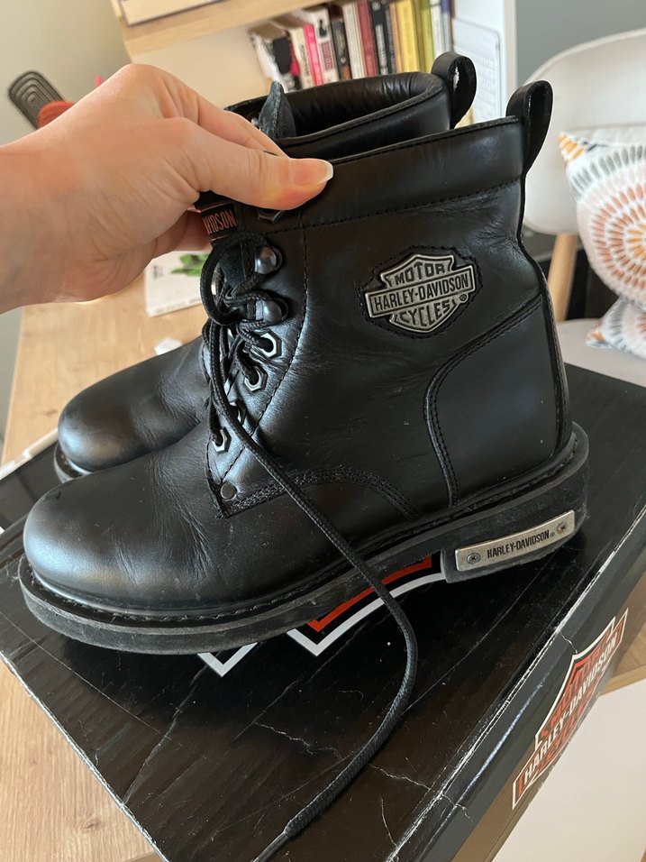 Siyah Deri Biker Bot, Tokalı, Harley-Davidson - Görsel 2