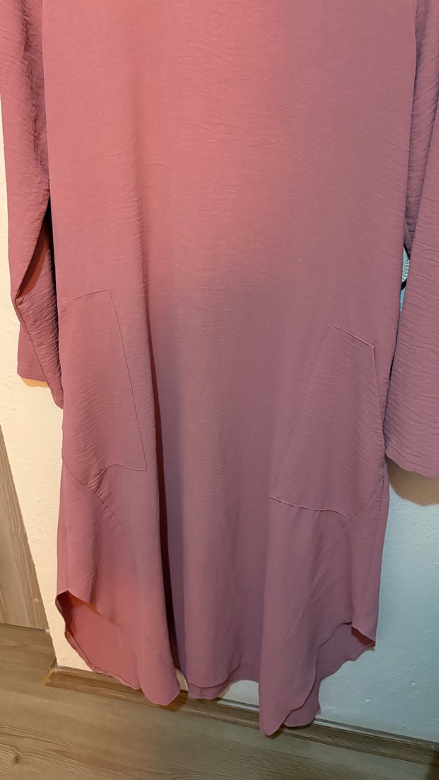Pembe Uzun Kollu Salaş Tunik tesettür giyim L beden - Görsel 3