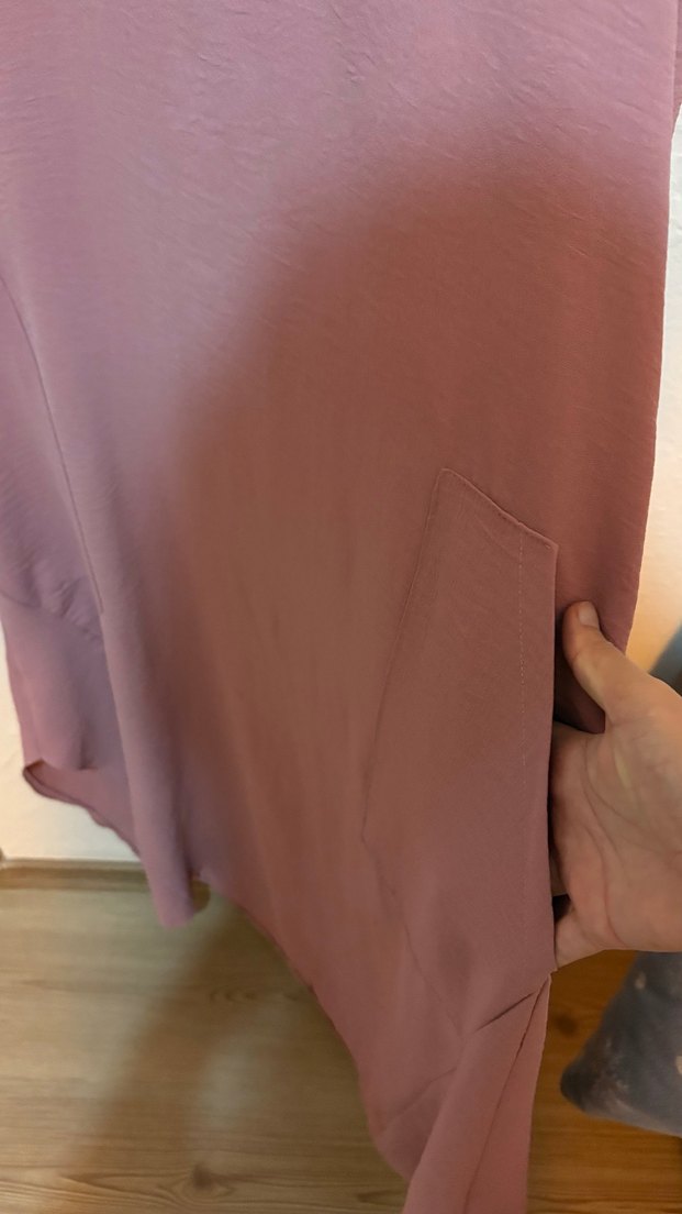 Pembe Uzun Kollu Salaş Tunik tesettür giyim L beden - Görsel 2