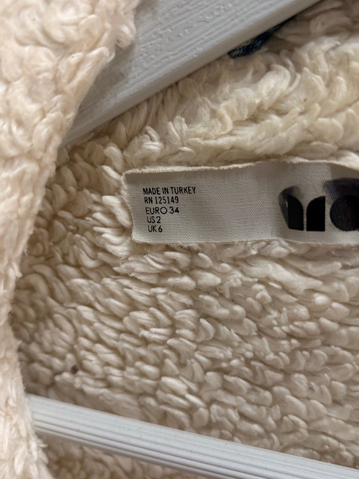 Peluş Detaylı Kadın Mavi Kot Ceket - Görsel 4