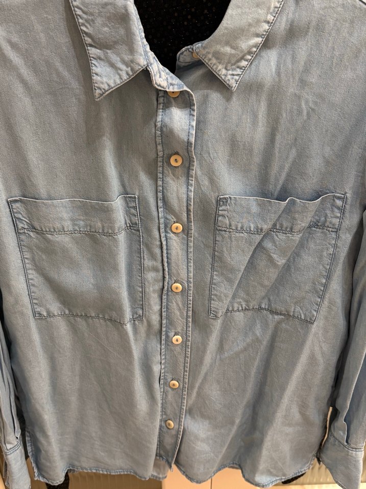 Mango Düğmeli Mavi Denim Gömlek S beden - Görsel 2