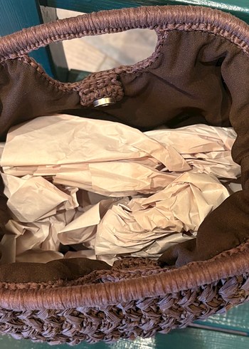 Kahverengi Örgü Kadın Çantası mango model - Görsel 3