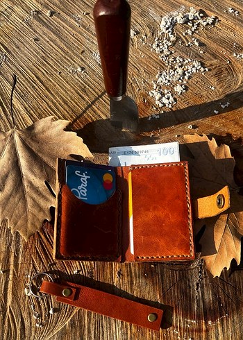 %100 deri mini Unisex cüzdan kartlık - Görsel 2