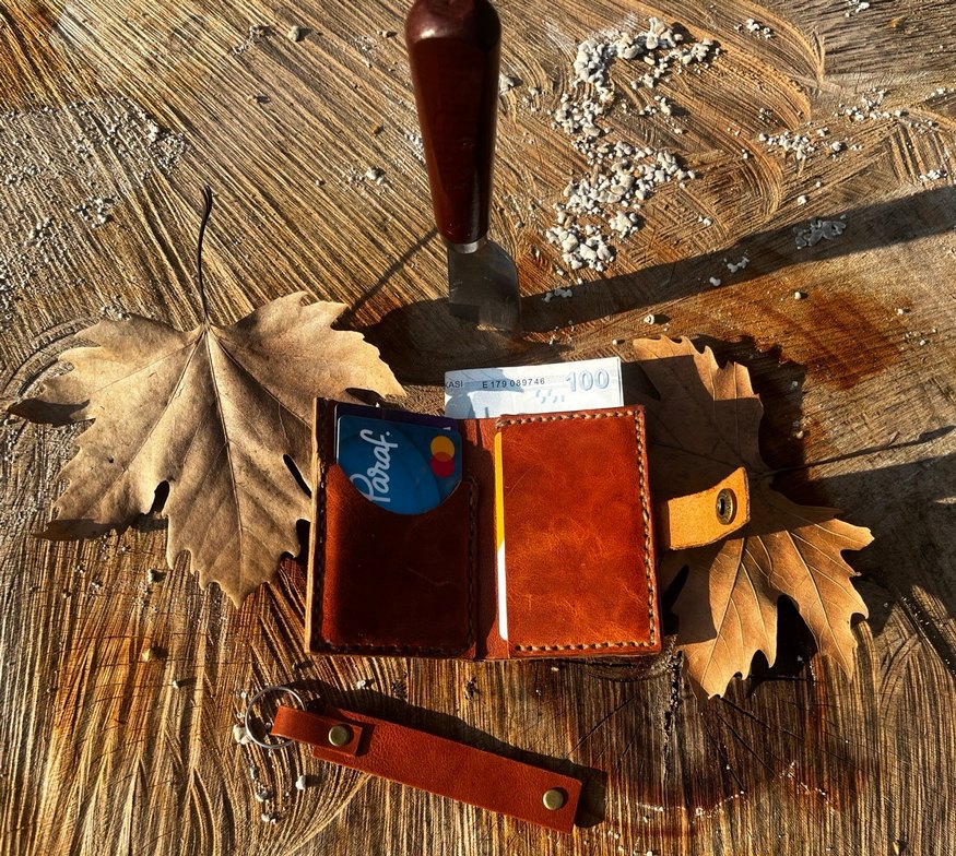 %100 deri mini Unisex cüzdan kartlık - Görsel 2