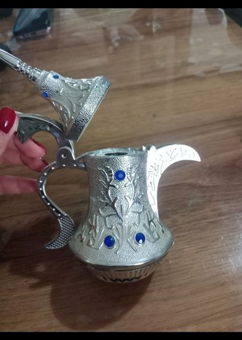 American Vintage Renkli Taşlı Beyaz Mini Demlik