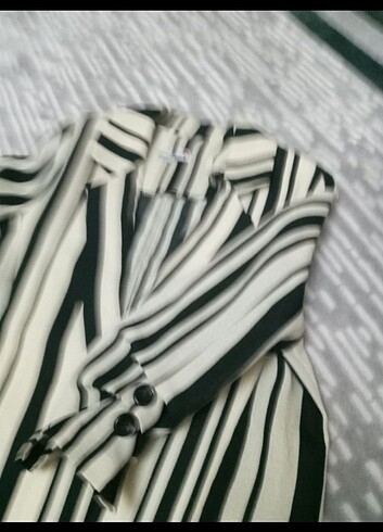 Kadın çizgili blazer ceket