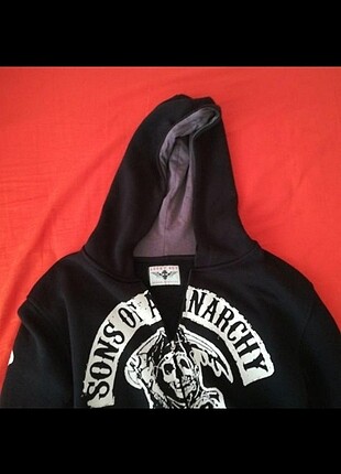 Sons of anarchy kalın siyah kapüşonlu hırka tertemiz