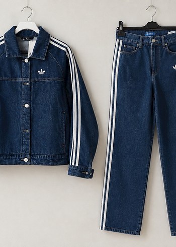 Adidas Lacivert Denim Jean Ceket Takim