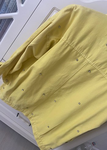 Diğer Sarı Düğmeli Kadın Denim Ceket