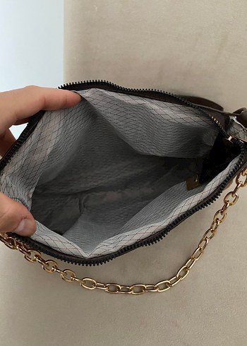 Beden kahverengi Renk Zincir Detaylı Kahverengi Deri Fendi Çanta