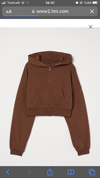 h&m kahverengi fermuarlı crop sweat