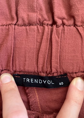 Bordo Keten Mini Bohem Kadın Tulum - Görsel 3