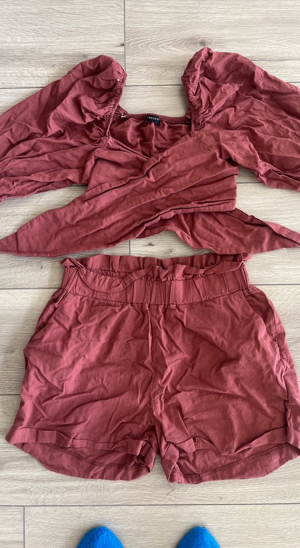 Bordo Keten Mini Bohem Kadın Tulum - Görsel 2