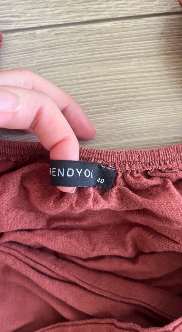 Bordo Keten Mini Bohem Kadın Tulum - Görsel 4