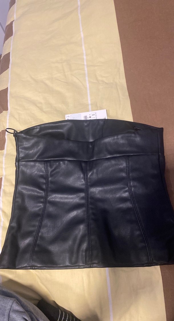 Siyah Deri Straplez Büstiyer - Görsel 2