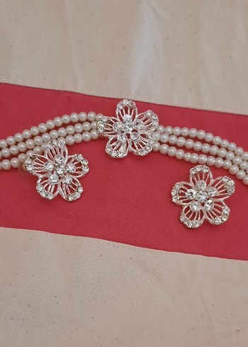 Accessorize İnci ve Çiçek Detaylı Vintage Takı Seti