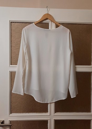 Beyaz yuvarlak Yaka Uzun Kollu Kadın Bluz - Görsel 9