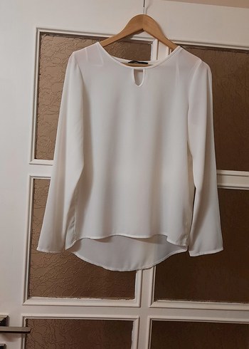 Beyaz yuvarlak Yaka Uzun Kollu Kadın Bluz - Görsel 2