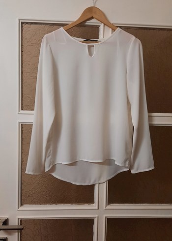 Beyaz yuvarlak Yaka Uzun Kollu Kadın Bluz - Görsel 7