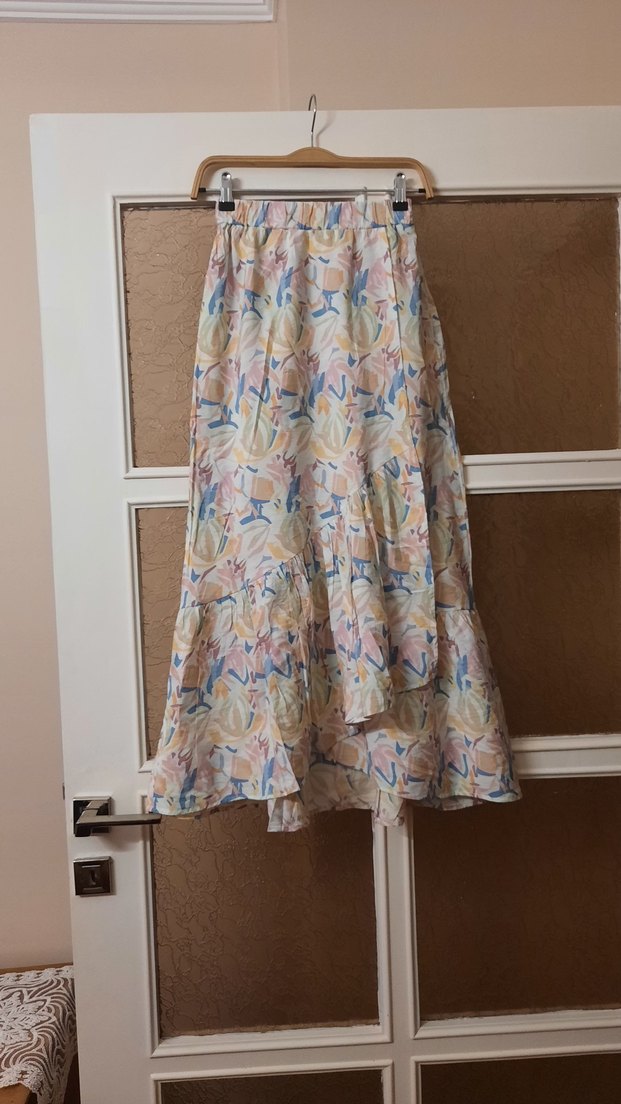 Bohem Tarzda Pastel Renkli Uzun Kadın Etek - Görsel 5