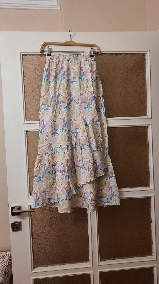 Bohem Tarzda Pastel Renkli Uzun Kadın Etek - Görsel 4