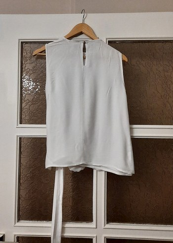 Beyaz Askısız Drapeli Ofis Bluzu - Görsel 5