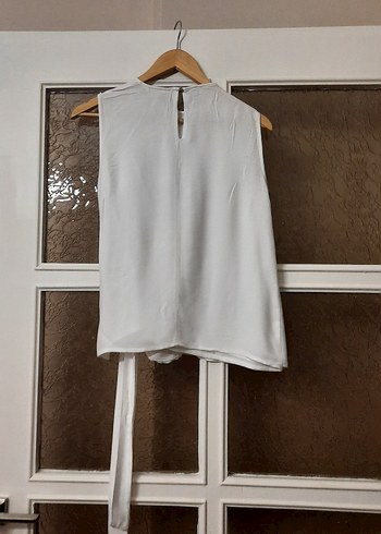 Beyaz Askısız Drapeli Ofis Bluzu - Görsel 6