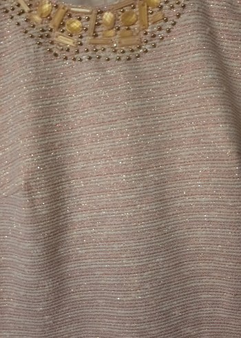 İş için İnci İşlemeli Bej Midi Elbise - Görsel 6