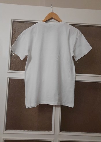 Beyaz Gri Baskılı Kadın Tişört - Görsel 8