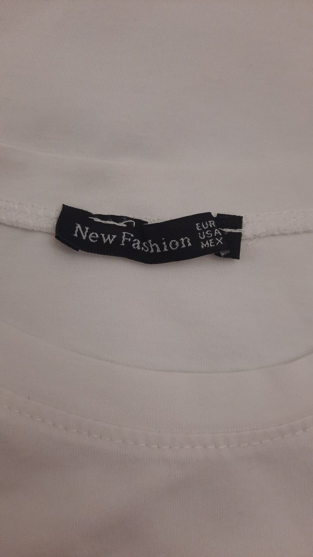 Beyaz Gri Baskılı Kadın Tişört - Görsel 5