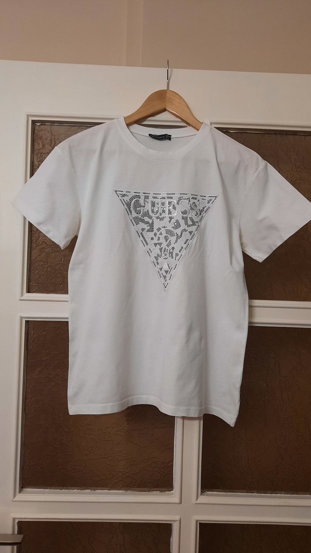 Beyaz Gri Baskılı Kadın Tişört - Görsel 3