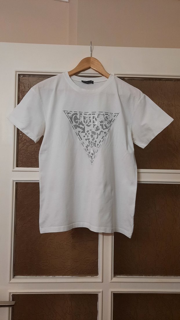 Beyaz Gri Baskılı Kadın Tişört - Görsel 2