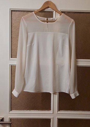 Kadın Beyaz Uzun Kollu Saten Bluz - Görsel 11