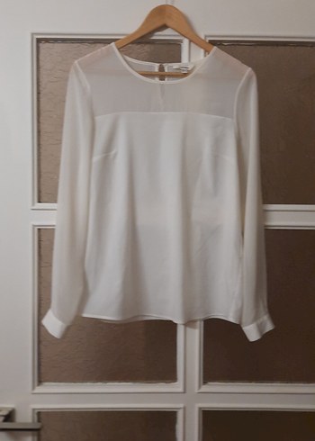 Kadın Beyaz Uzun Kollu Saten Bluz - Görsel 9