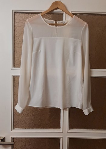 Kadın Beyaz Uzun Kollu Saten Bluz - Görsel 10
