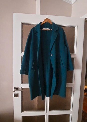 42-44-46 beden Uzun Kollu, Cepli  Yeşil Manto.. - Görsel 9