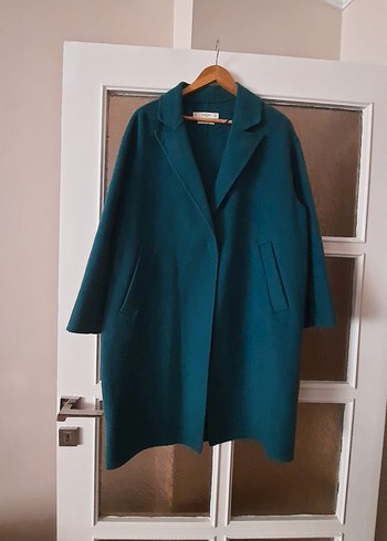 42-44-46 beden Uzun Kollu, Cepli  Yeşil Manto.. - Görsel 2