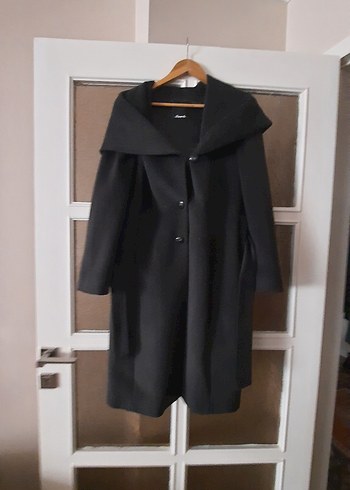 Füme renk,kapişonlu, kemerli, kaban - Görsel 2