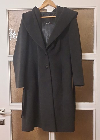 Füme renk,kapişonlu, kemerli, kaban - Görsel 8