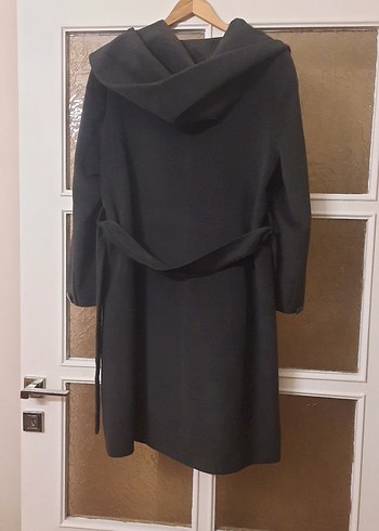 Füme renk,kapişonlu, kemerli, kaban - Görsel 6